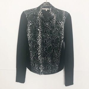 EUC Rachel Roy snake print asymmetric zip jacket